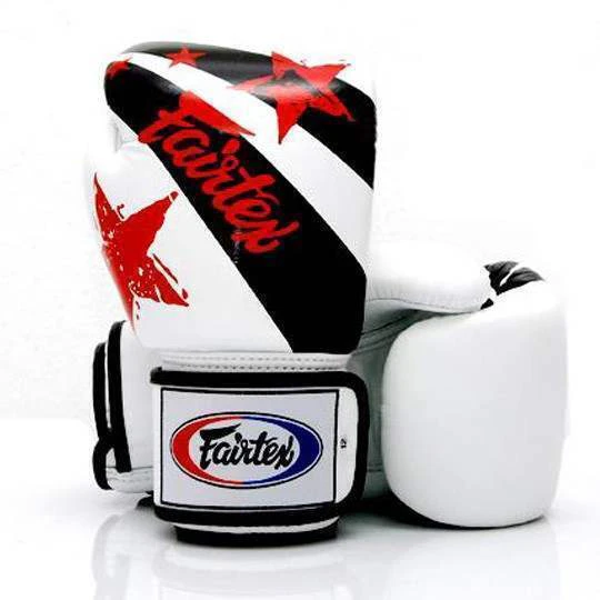 [Free Shipping]FAIRTEX-Nation Print Boxing Gloves Muay Thai MMA(BGV1) - White