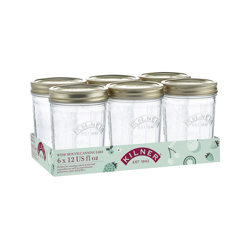 Kilner Set of 6 Wide Mouth Preserve Jars - 350ml