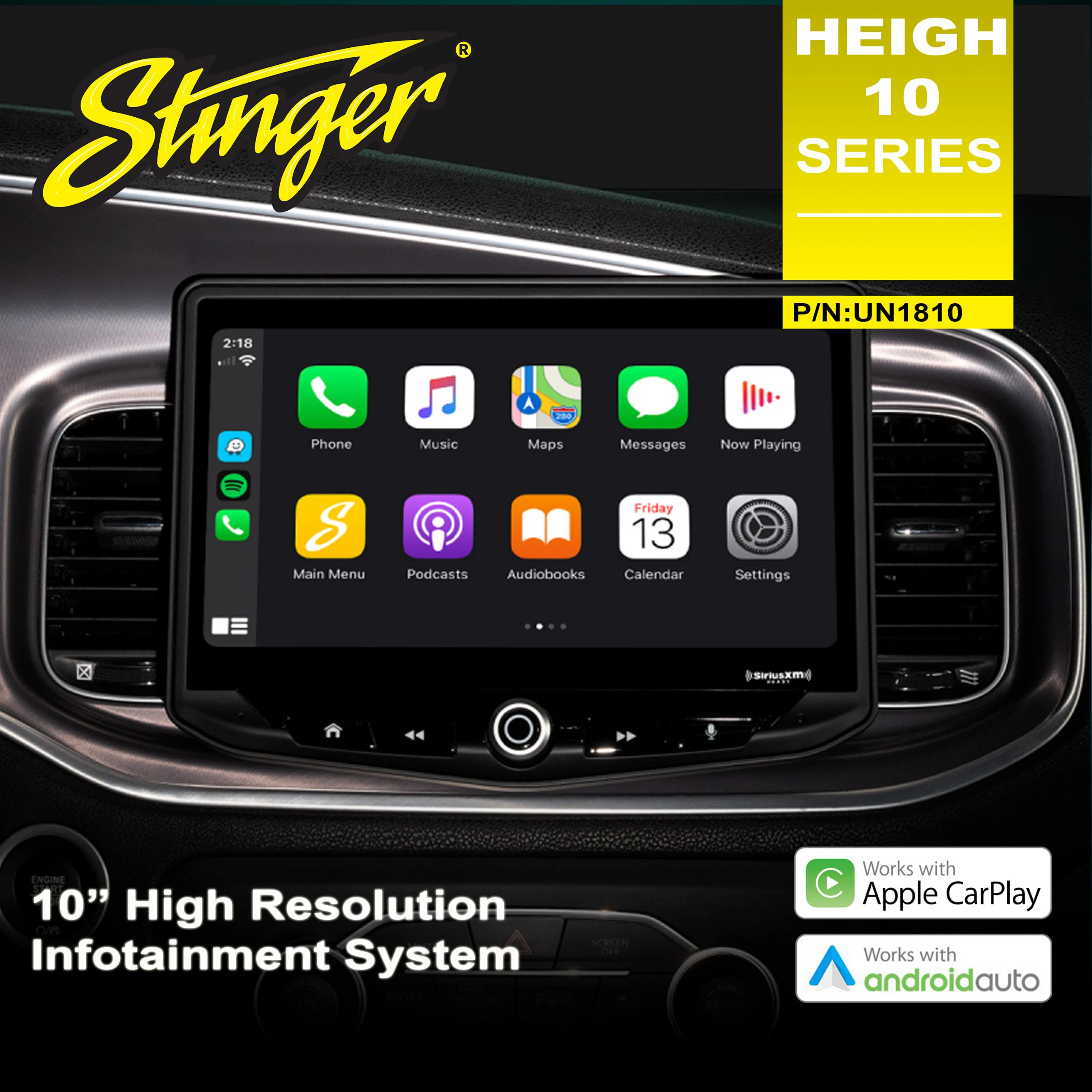 Stinger HEIGH10 10' CarPlay/Android Auto Infotainment Headunit System