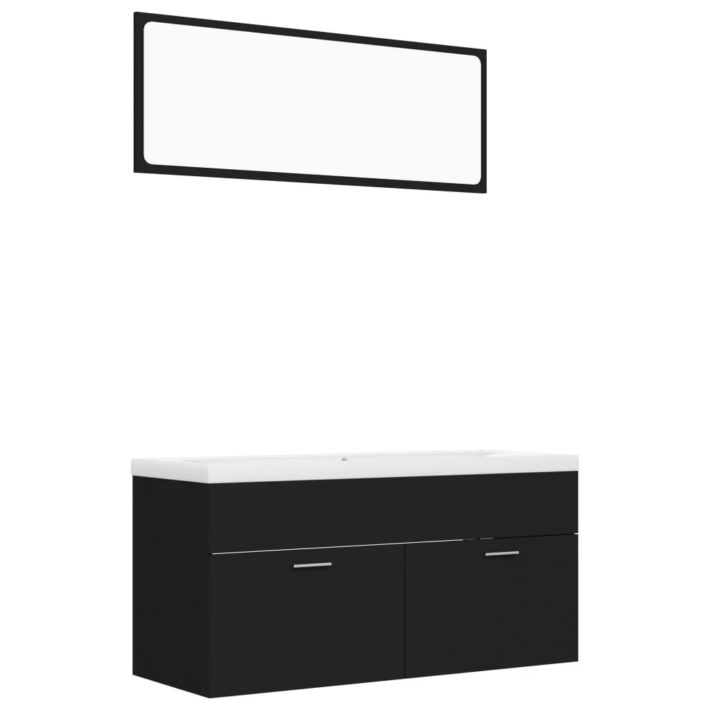 vidaXL Bathroom Furniture Set Black Engineered Wood