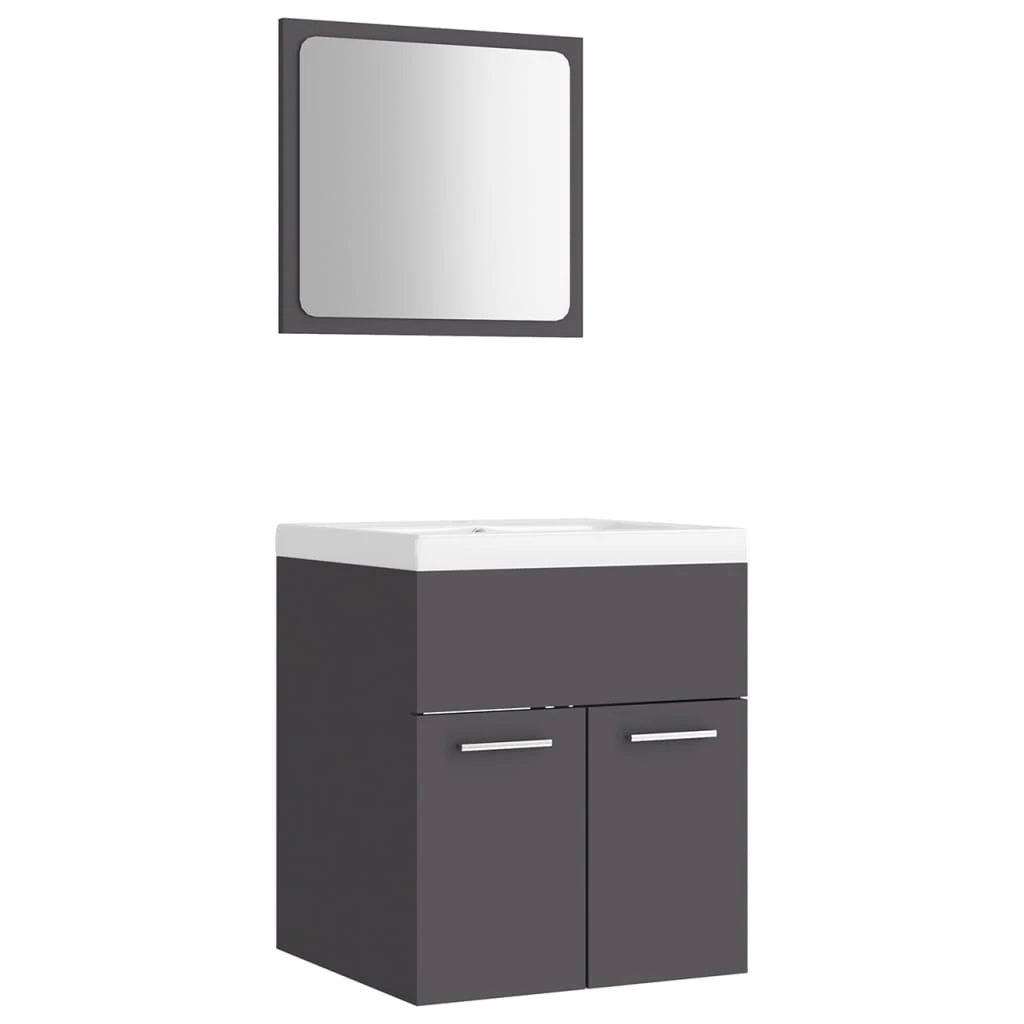 vidaXL Bathroom Furniture Set Grey Engineered Wood