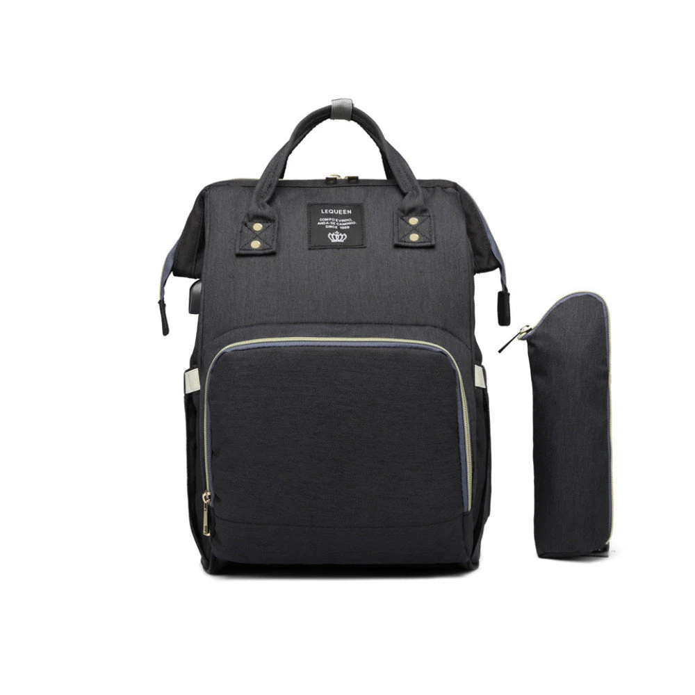 Large Capacity Maternity Travel Backpack with USB Charging Port - Black