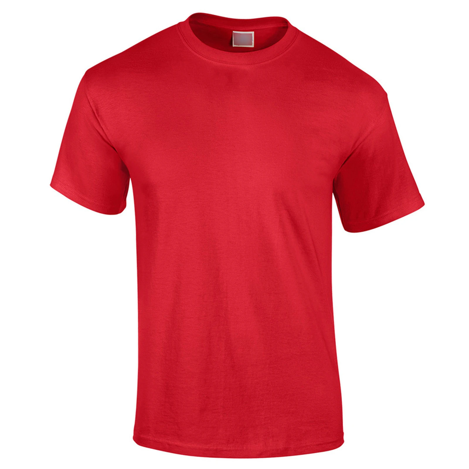 Classic Regular Crew Neck Mens Cotton Blank Plain Basic Tee T-Shirt Tops Short Sleeve - Red