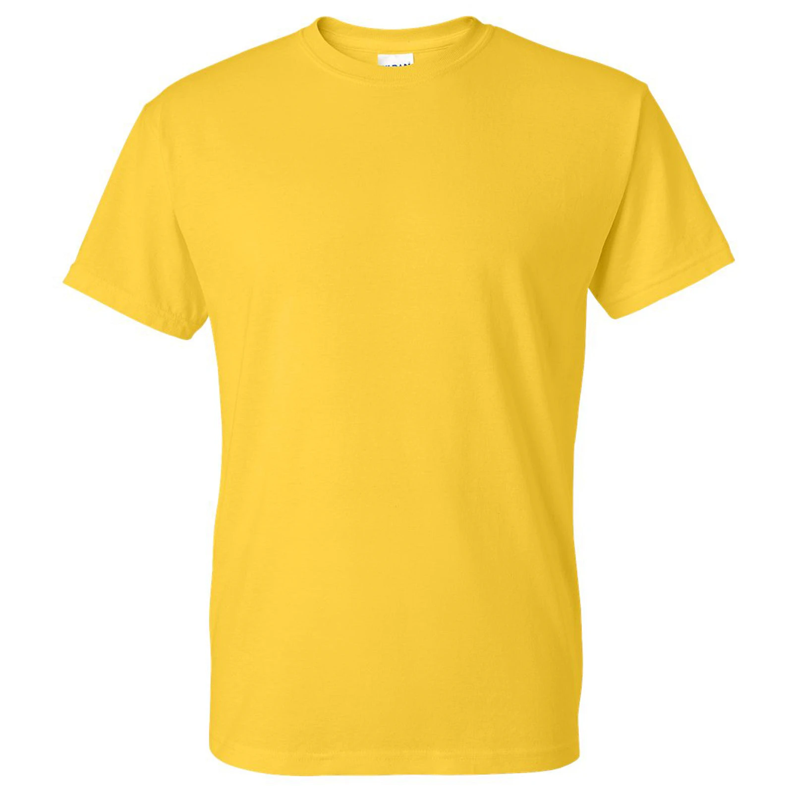 Classic Regular Crew Neck Mens Cotton Blank Plain Basic Tee T-Shirt Tops Short Sleeve - Yellow