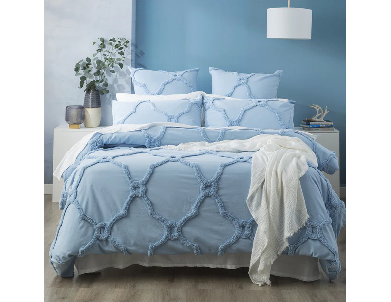 Renee Taylor Moroccan Cotton Chenille European Pillowcase - Sky