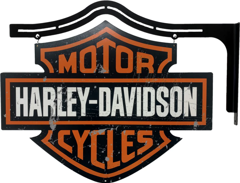 Distressed Harley Davidson Cycles Metal Shield Wall Sign on Hanger Double Sided