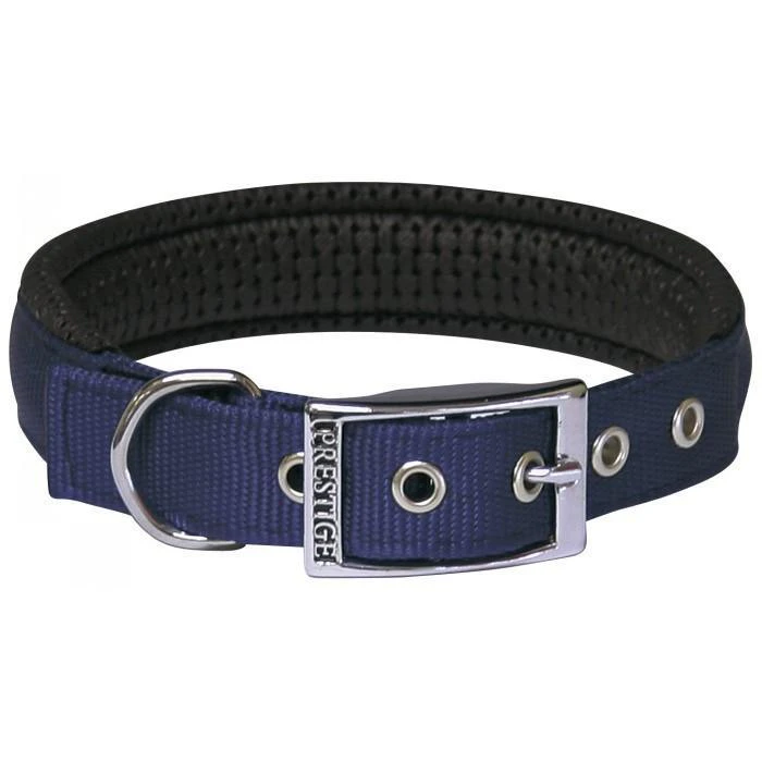 Navy Soft Padded Dog Collar - 25mm x 56cm Chrome Plated Buckle (Prestige Pet)