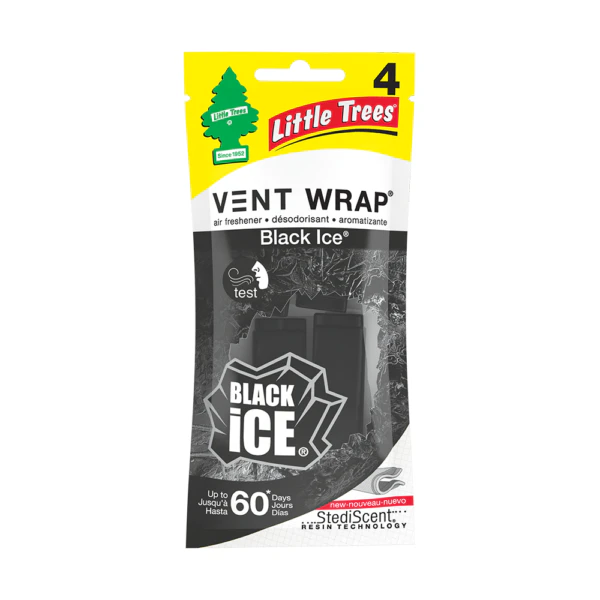 LITTLE TREES VENT WRAP BLACK ICE - 4 Pack - CAR HOME OFFICE