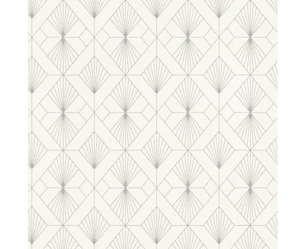 Rasch Modern Art Art Deco Geometric Fan Wallpaper White/Silver (620931)