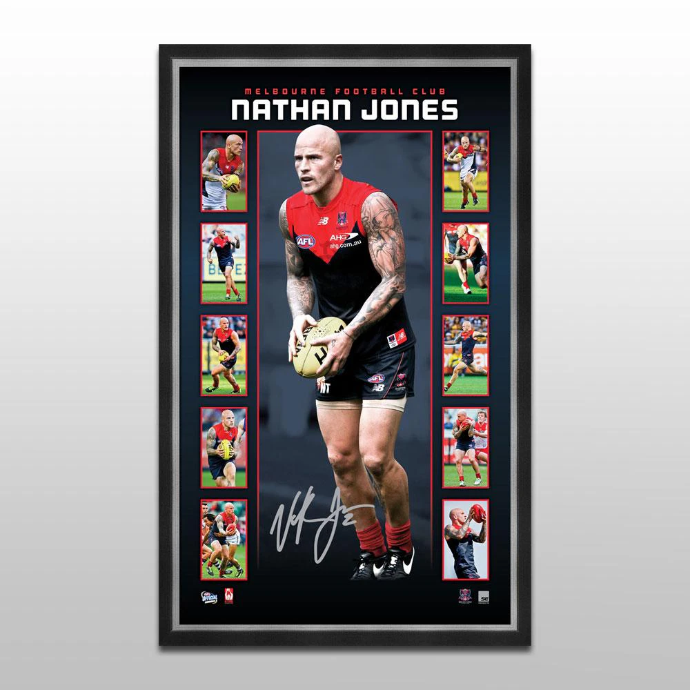 Melbourne Demons - Nathan Jones Signed & Framed Vertiramic Collage Print