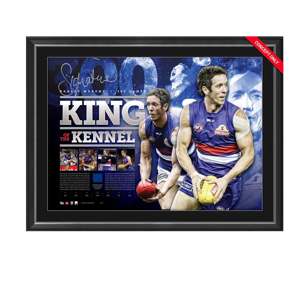 Western Bulldogs - Robert 'Bob' Murphy Signed & Framed 300 Games "King of the Kennel" Limited Edition Print