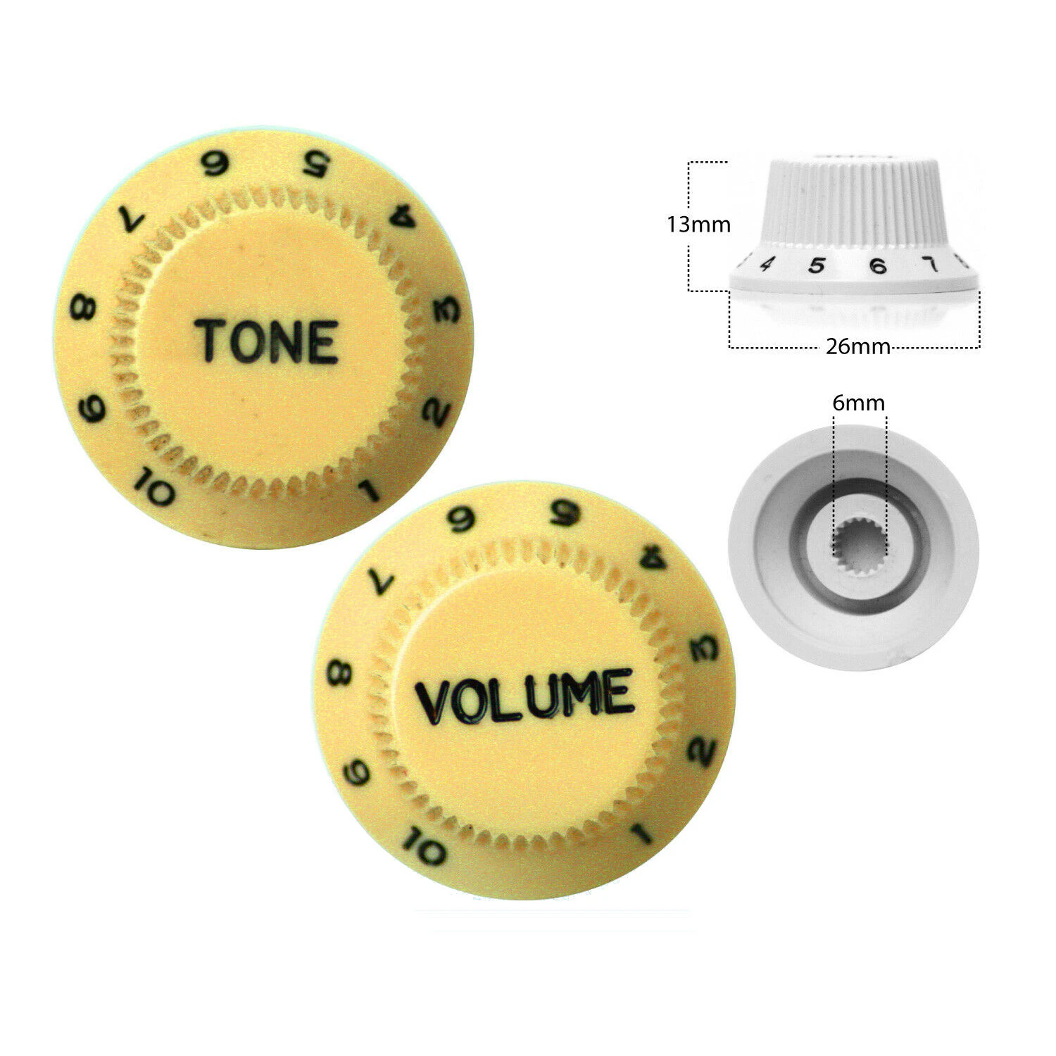 Strat Style Control Volume & Tone Knobs Electric Guitar - Japanese Creme