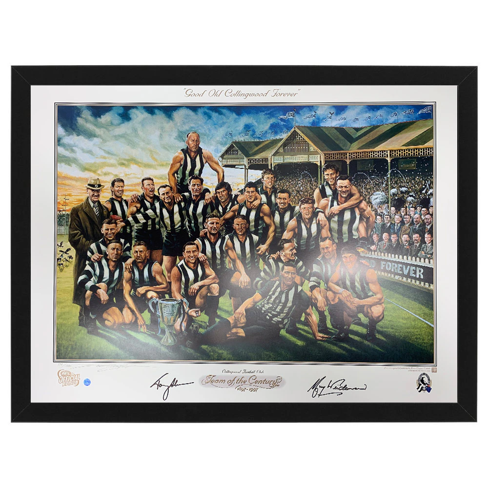 Collingwood Magpies Team of the Century Hand Signed & Framed Deluxe limited edition Lithograph - Tony Shaw & Murray Weidemen