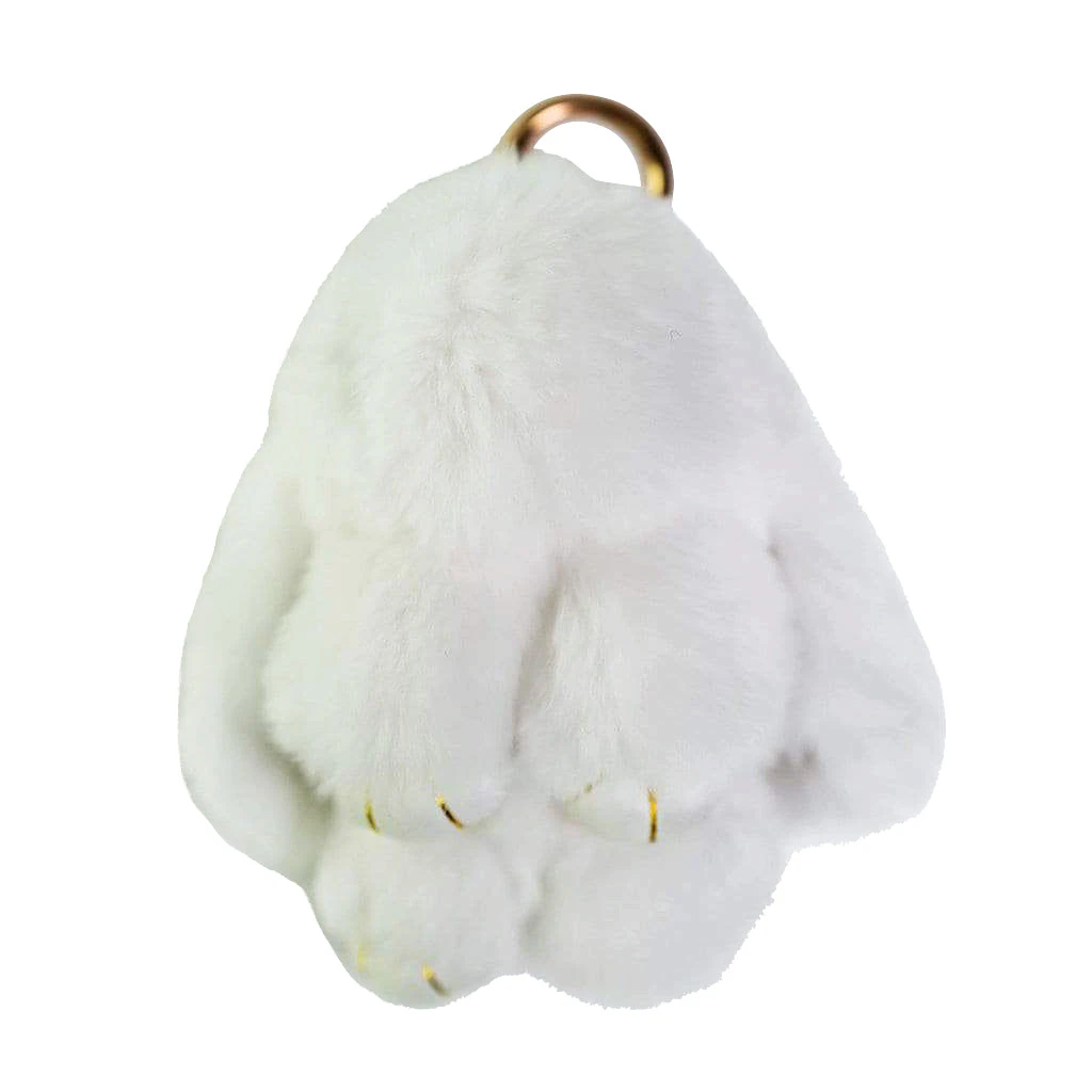 Cute Plush Bunny Keyrings - White