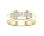 De Couer 9KT Yellow Gold Diamond Men's Wedding Band (1/8CT TDW, H-I Color, I2 Clarity)