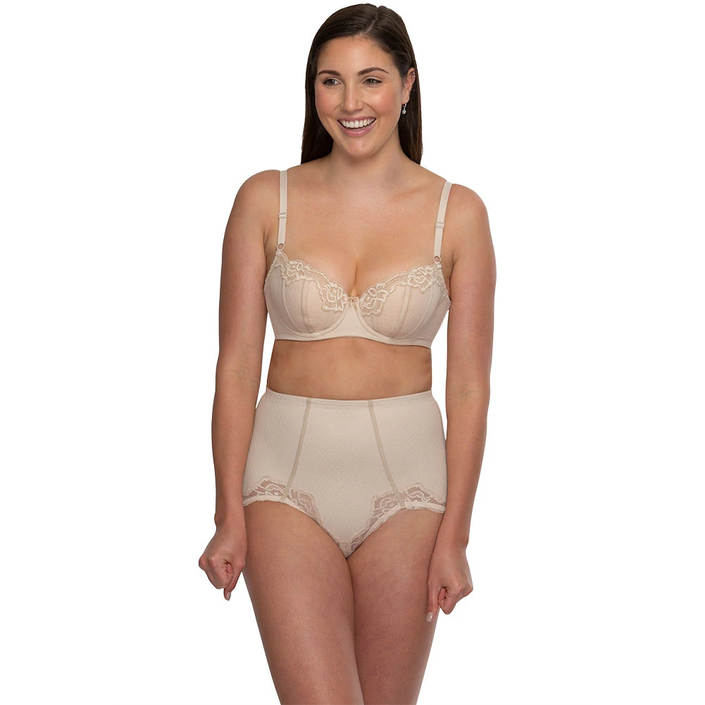 Whisper Firm Control Lace Brief - Nude/Nude