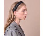 Culturesse Tallulah 14cm PU Leather Scrunched Headband Hair Accessory Black