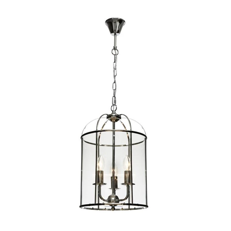 Clovelly Pendant Light 3lt in Black or Chrome - Chrome