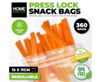 Home Master 360PCE Snack Bags Press Lock Freshness Freezer Safe 15 x 11cm