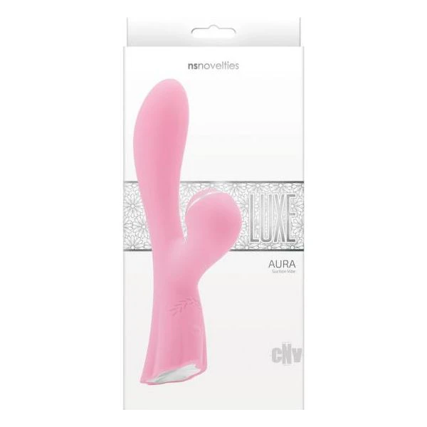 Luxe Aura Pink Platinum Silicone G Spot Vibrator With Clitoral Suction Model La 001 Women's Pleasure Pink