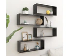 vidaXL Wall Cube Shelves 4 pcs Black 60x15x23 cm Engineered Wood