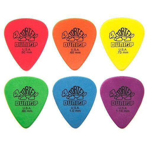 6 x Jim Dunlop Tortex Standard Mixed Gauges Guitar Picks Plectrums, Colour