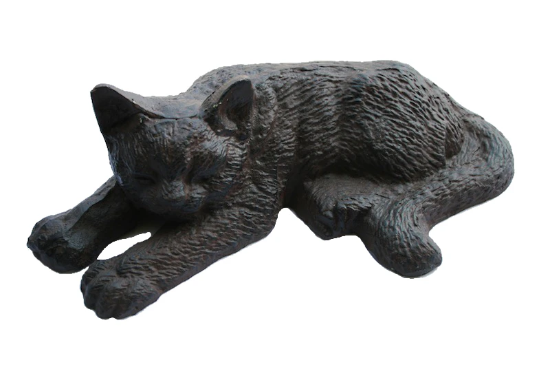 Mr Gecko Cat Statue Sleeping Handcrafted Cast Iron Antique Rust Door Stop