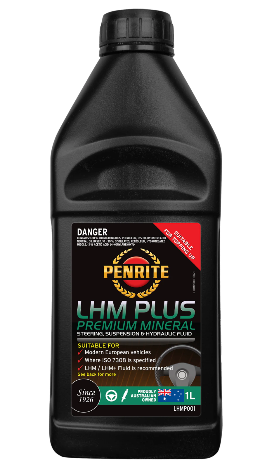 Penrite Lhm Plus Premium Mineral Power Steering Fluid 1l LHMP001