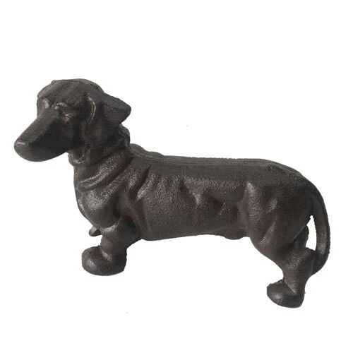 Mr Gecko Dachsund Sausage Dog Statue Cast Iron Hand Made Antique Rust Door Stop