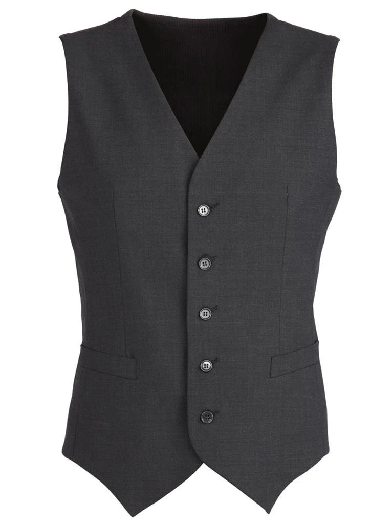 Men's Wool Blend Vest w/ Knitted Back Waistcoat Sleeveless Wool Blend - Charcoal