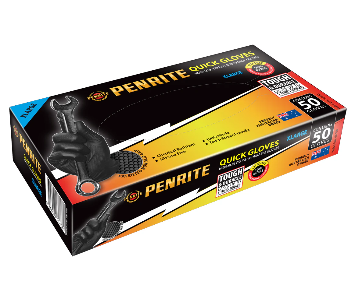 Penrite 50 Pack Black Nitrile Quick Gloves Size Xlarge