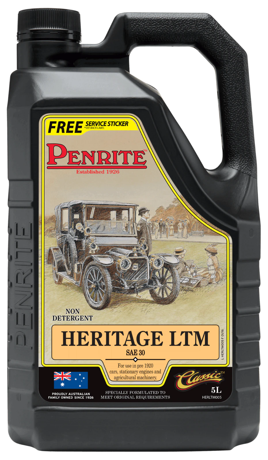 Penrite Heritage Ltm Sae30 Engine Oil For Pre-1920 Engines  5l Sae30 HERLTM005