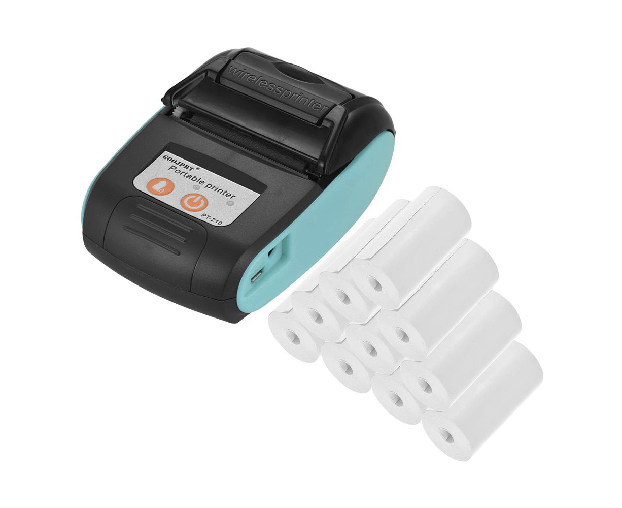 GOOJPRT PT-210 Portable Thermal Printer 58mm Receipt for Retail StoresFactories, 10 Paper Rolls - Blue