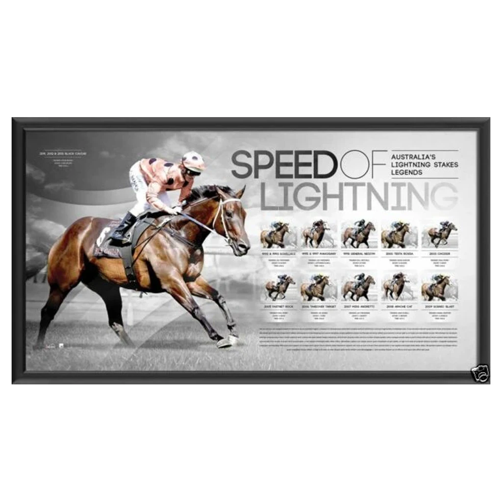 Horse Racing - Speed of Lightning 'Legends of Lightning Stakes' Framed Limited Edition Sportsprint