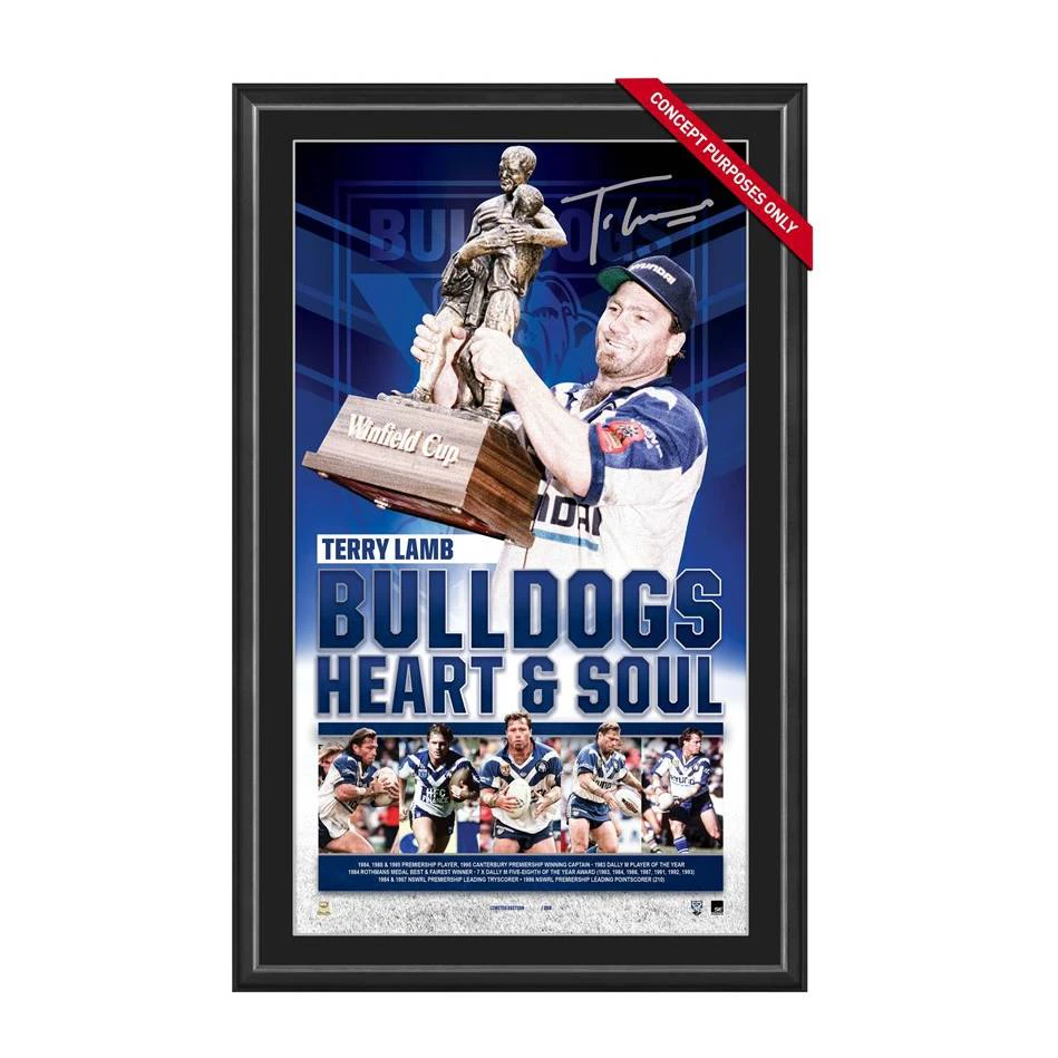 NRL - Canterbury Bulldogs - Terry Lamb Signed Bulldogs Signed Heart and Soul Lithograph