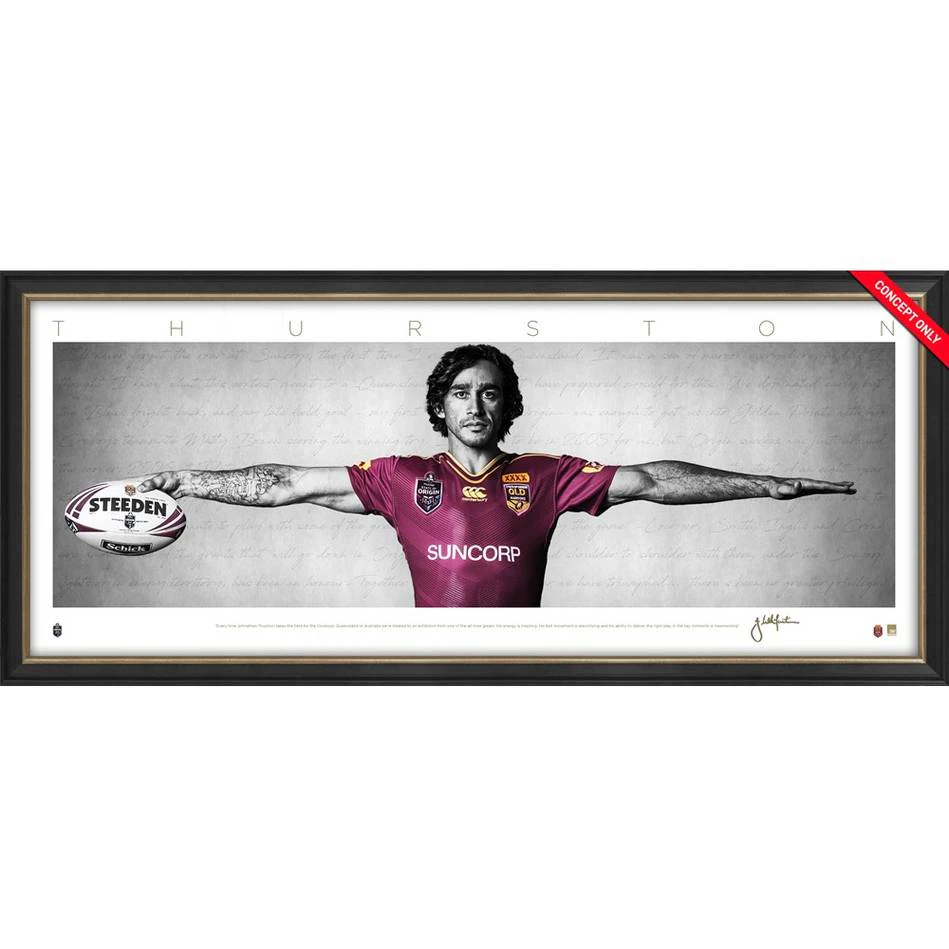 Queensland Maroons - Johnathan Thurston Facsimile Signed Framed Mini Wings