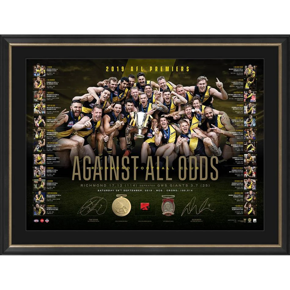 Richmond Tigers 2019 Premiers Dual Signed Lithograph - AGAINST ALL ODDS