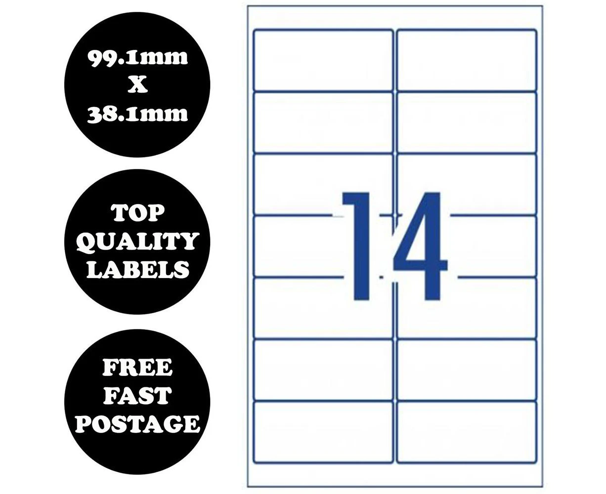 A4 Self Adhesive Address Labels Laser Inkjet Print Mailing Sticker [14 Per Page]