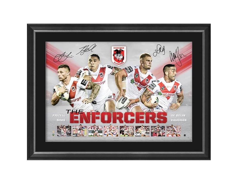 NRL - St George Illawarra Dragons - Signed and Framed 'Enforcers' Lithograph
