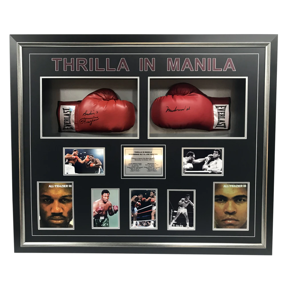 Muhammad Ali v Joe Frazier - Thrilla in Manilla Head 2 Head Signed and Framed Gloves