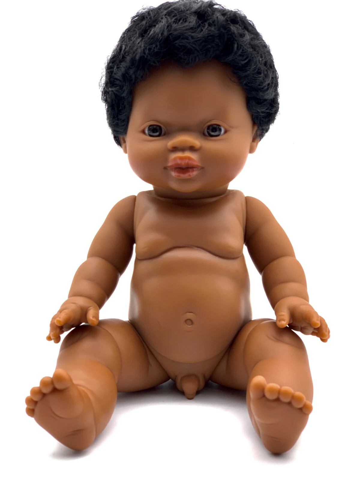 Paola Reina Gordis Minikane Boy Doll Dark Skin Brown Eyes 34cm