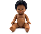 Paola Reina Gordis Minikane Boy Doll Dark Skin Brown Eyes 34cm