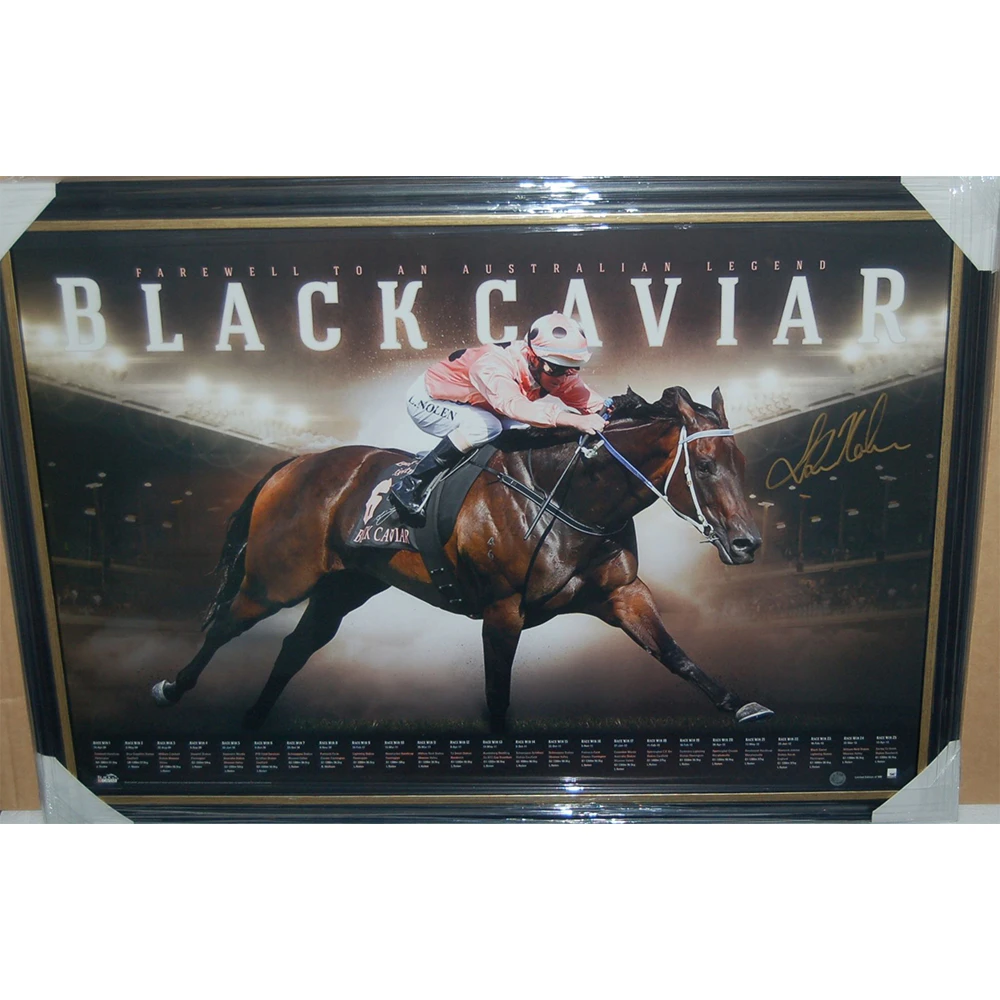 Horse Racing - Black Caviar - Luke Nolen Signed & Framed Sportsprint