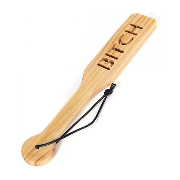 Spartacus Leathers Wood Paddle Bitch Model Spw 31e Unisex Impact Toy For Spanking Pleasure Natural Brown