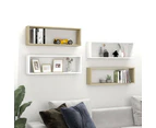 vidaXL Wall Cube Shelves 4 pcs White&Sonoma Oak 80x15x26.5cm Engineered Wood