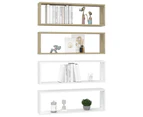 vidaXL Wall Cube Shelves 4 pcs White&Sonoma Oak 80x15x26.5cm Engineered Wood