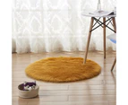 Round Artificial Wool Fur Soft Plush Rug Carpet -Camel