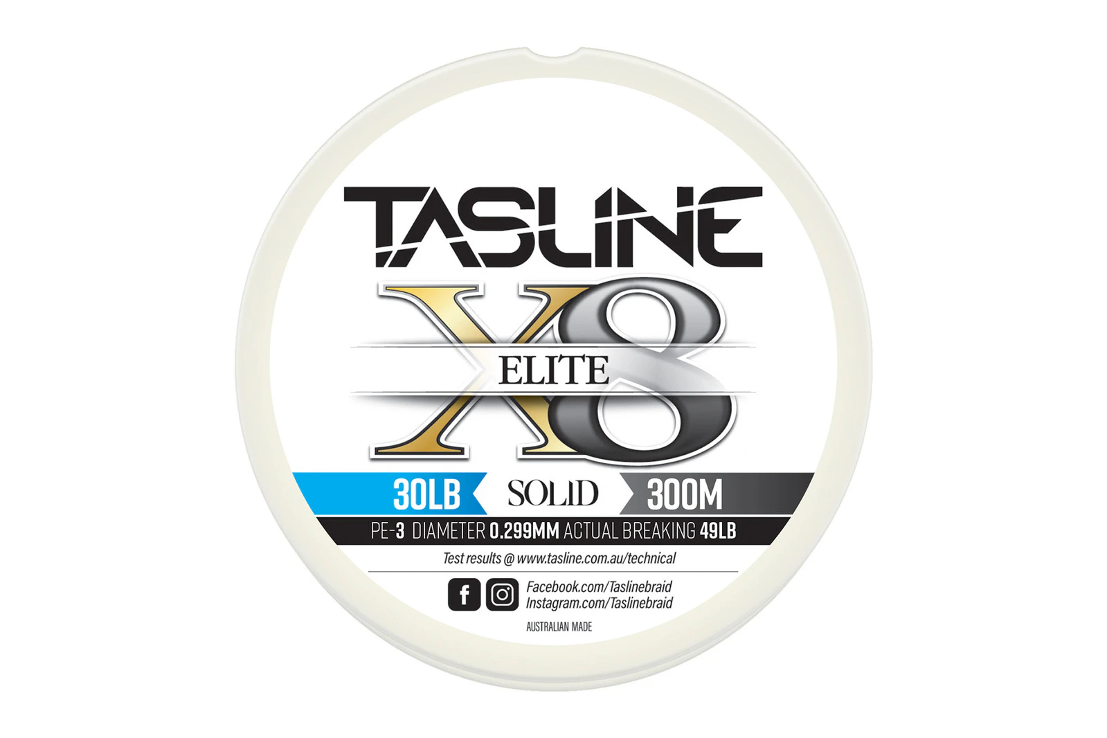 Tasline Elite White 300m Braid Fishing Line #30lb