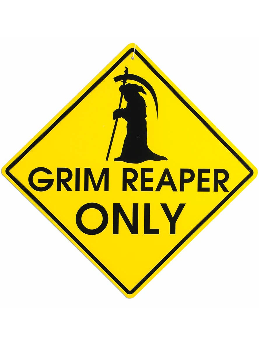 Warning Grim Reaper Only Halloween Decoration Sign - New