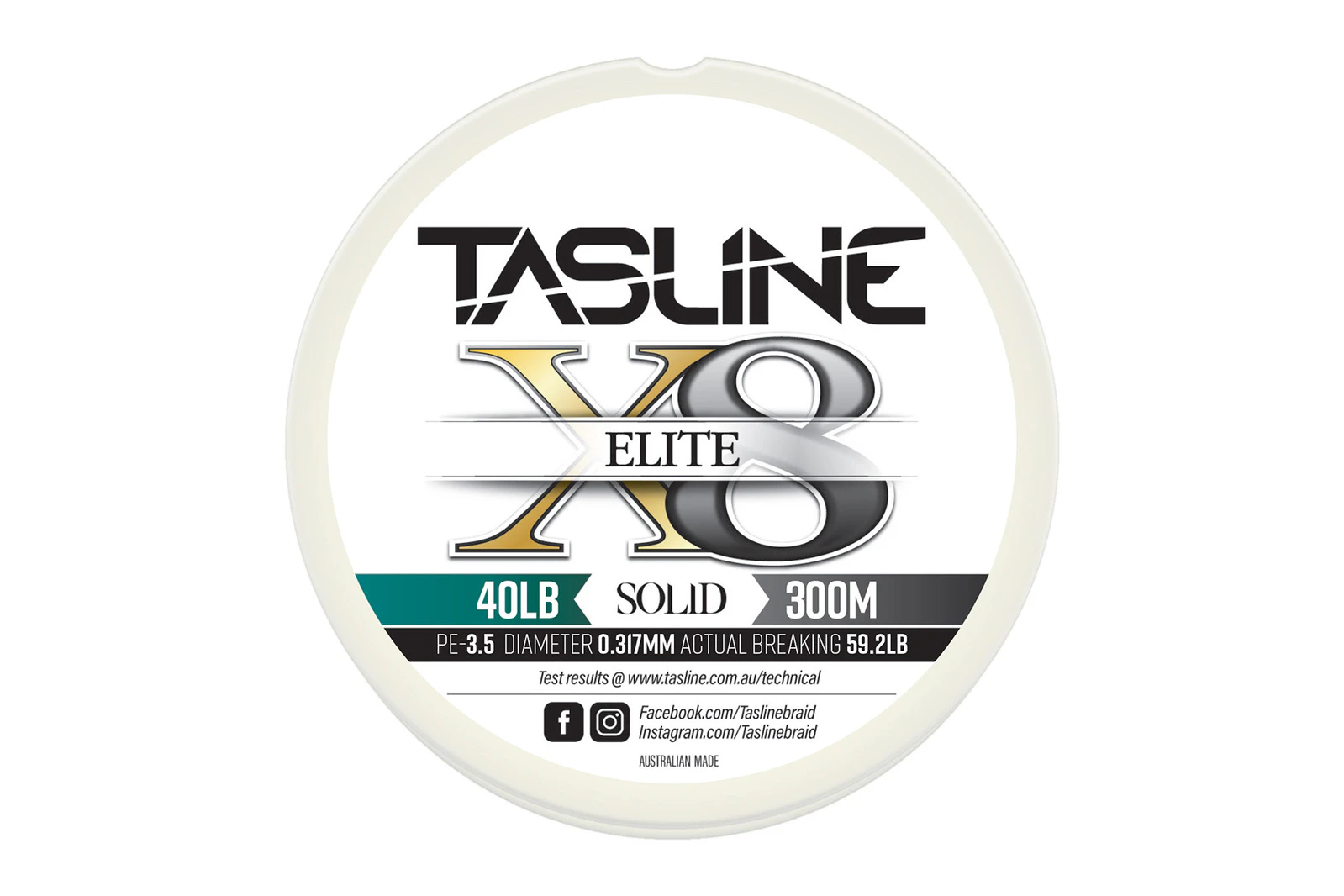 Tasline Elite White 300m Braid Fishing Line #40lb